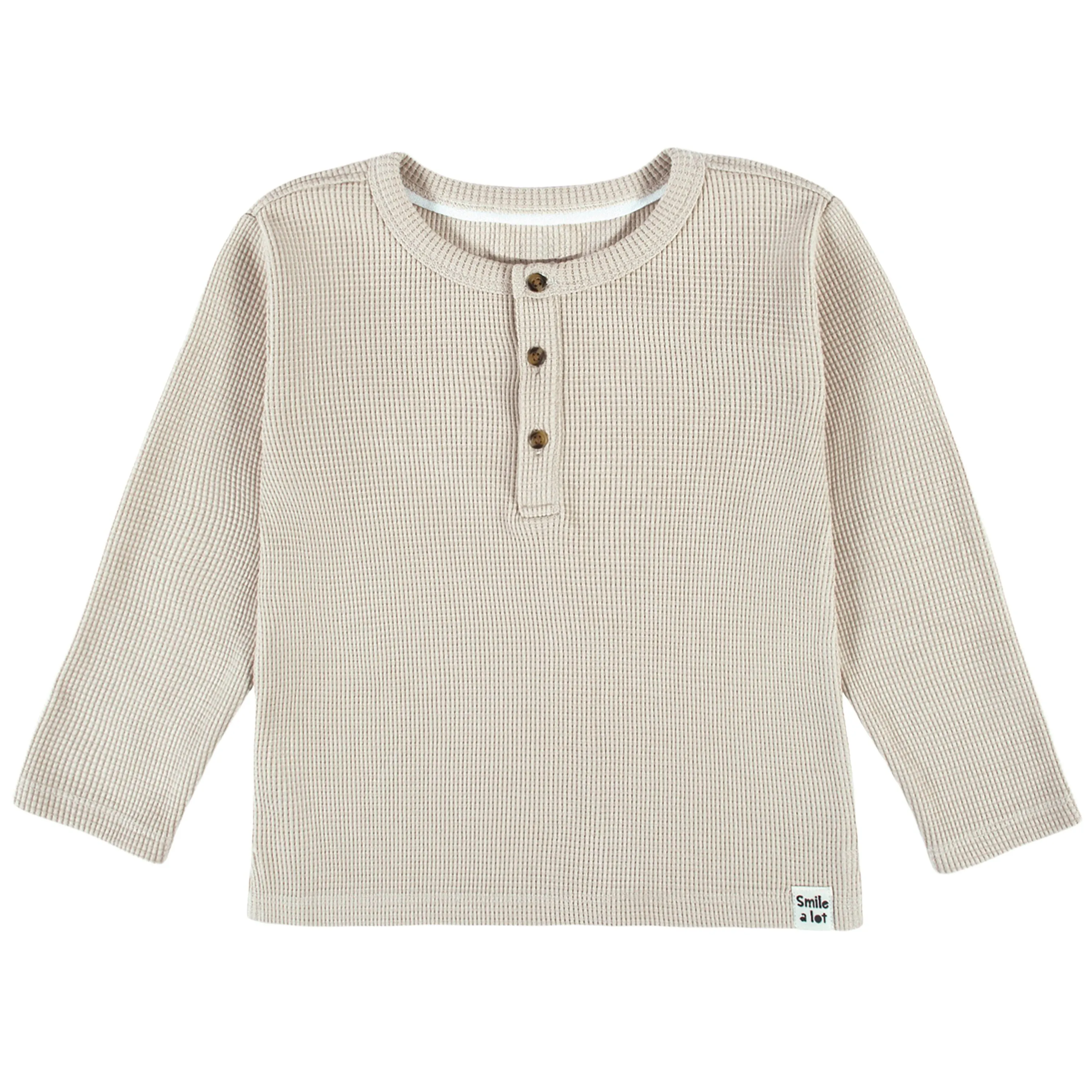 2-Pack Infant & Toddler Boys Seagrass & Pumice Stone Long Sleeve Henley Shirts