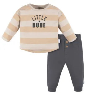 2-Piece Baby Boys Little Dude Top & Joggers Set