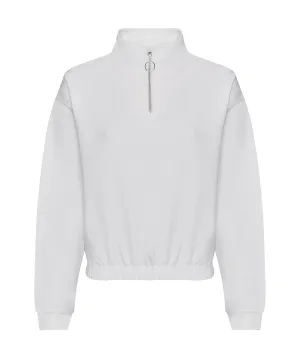 Arctic White - Women's cropped ¼-zip sweat