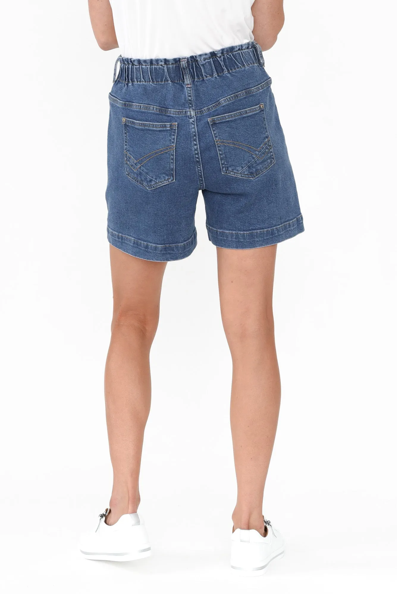 Atlas Dark Blue Denim Stretch Shorts