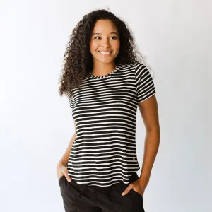 Basic Tee, Ivory and Black Stripe