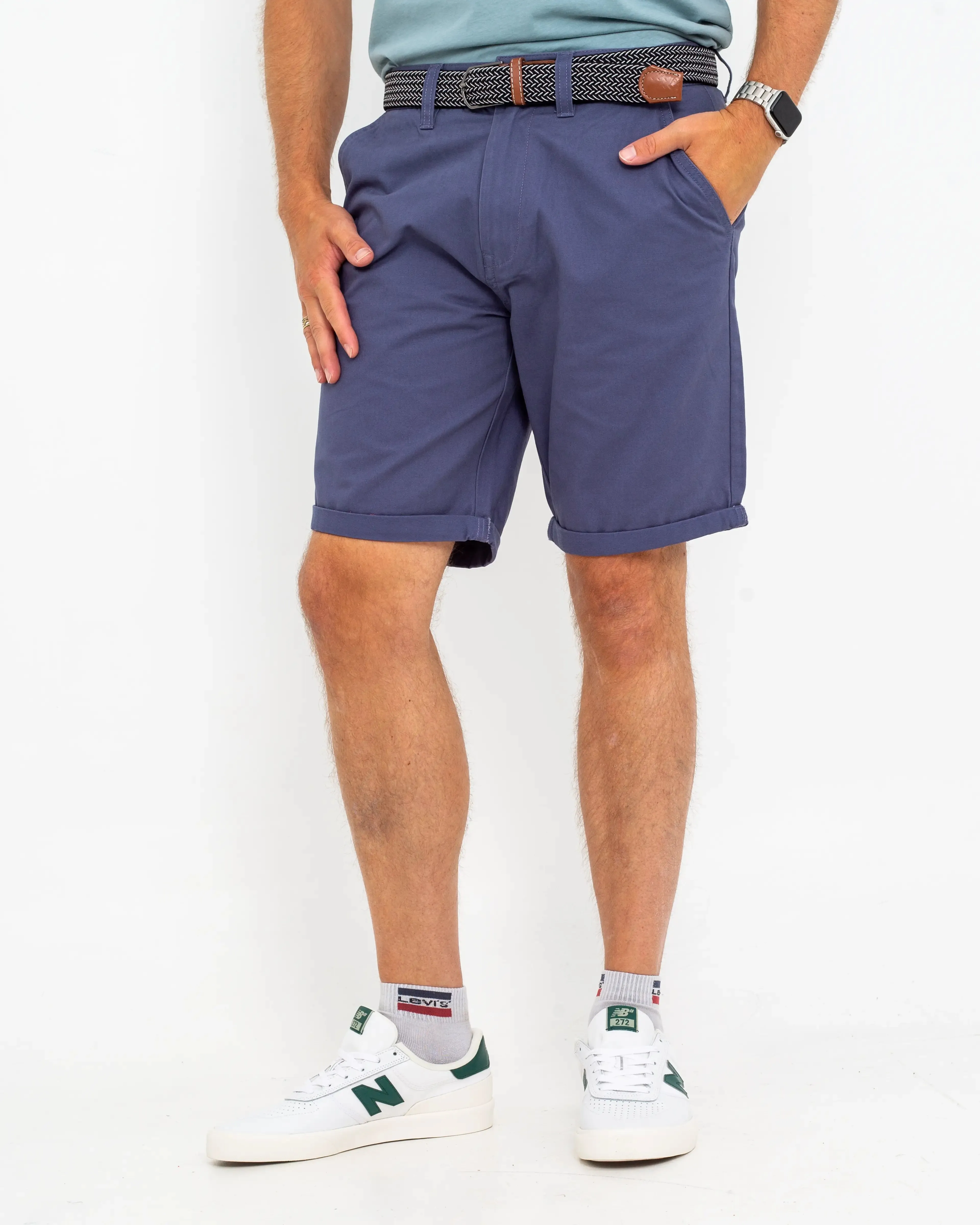 Belted Chino Walkshorts in Powder Blue