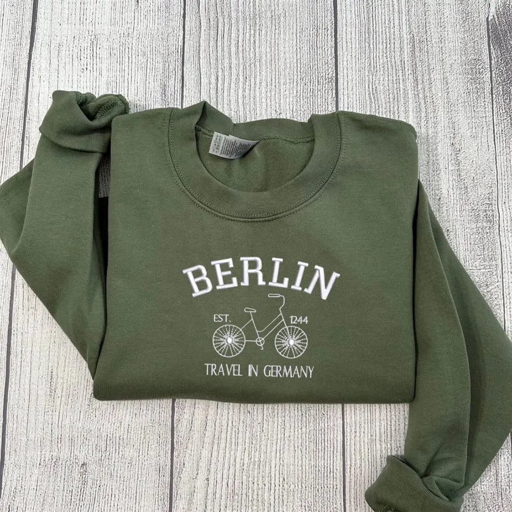 Berlin Germany Embroidered Sweatshirt, Women's Embroidered Sweatshirts