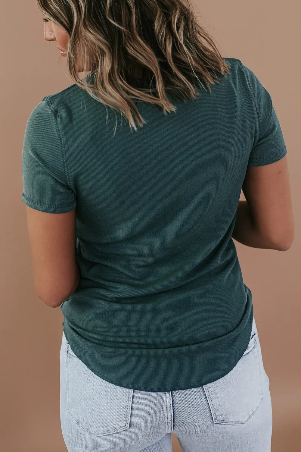 Best Basic Ribbed Tee Shirt, Green