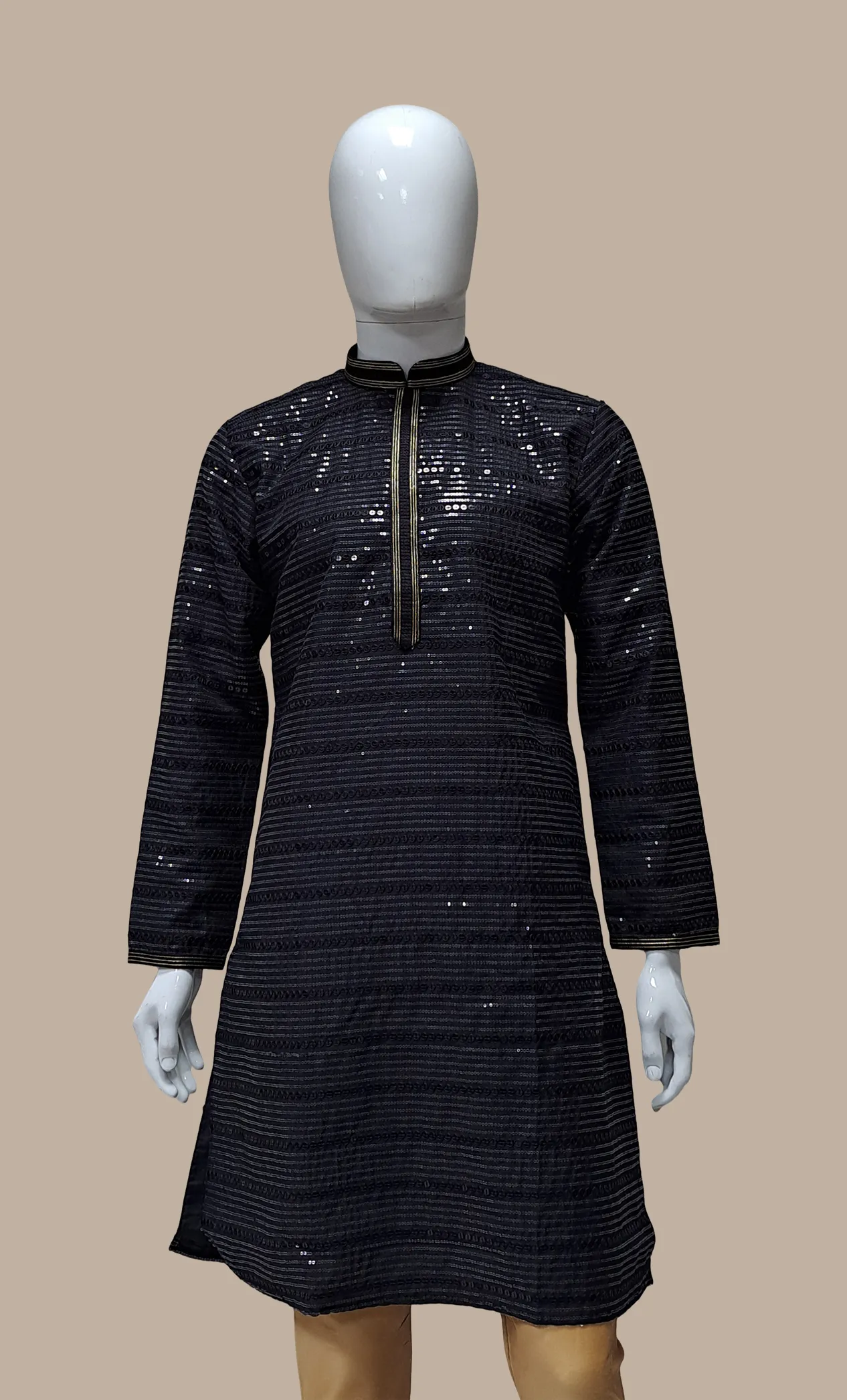 Black Sequin Embroidered Kurta Set