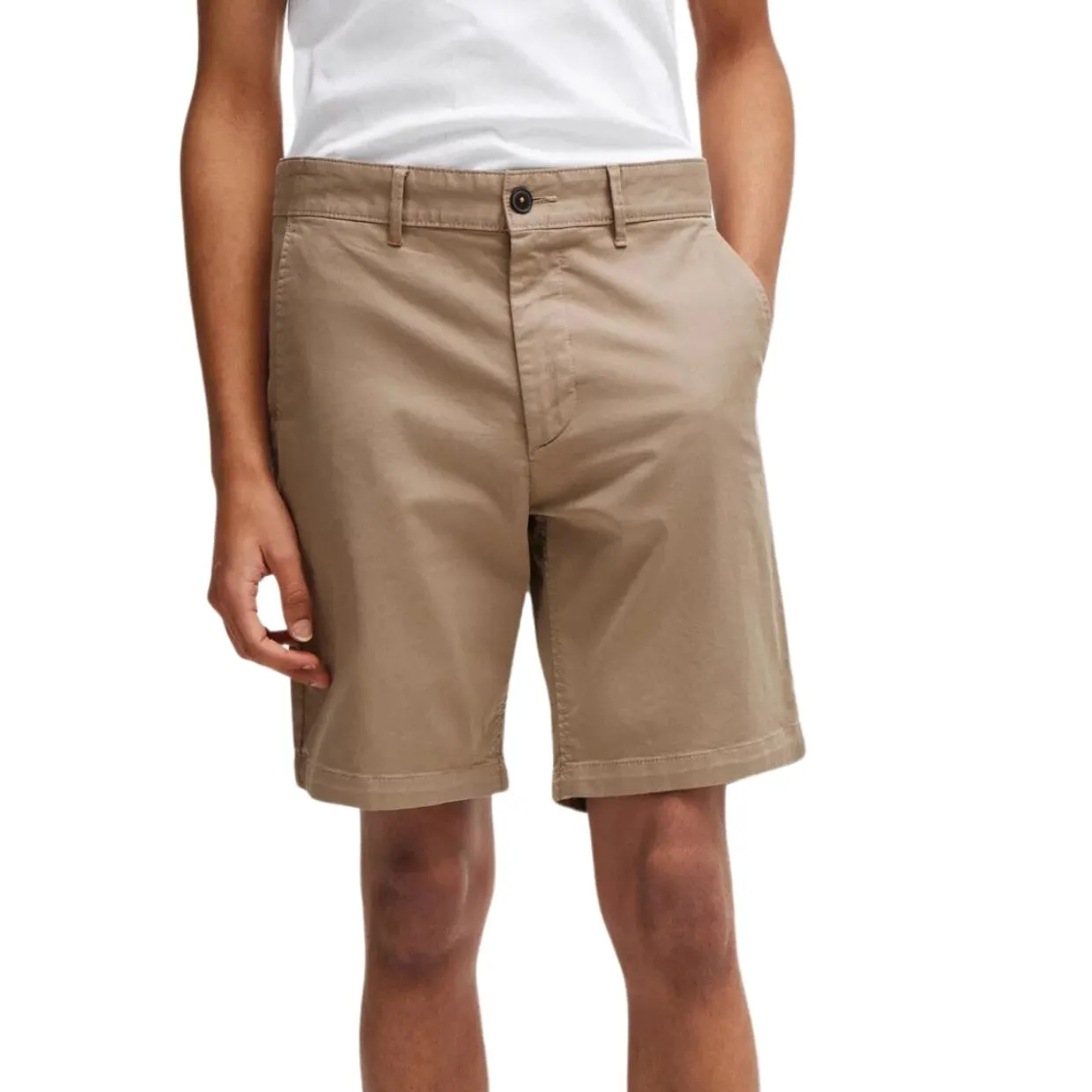 BOSS Brown Stretch Cotton Twill Slim Fit Chino Shorts