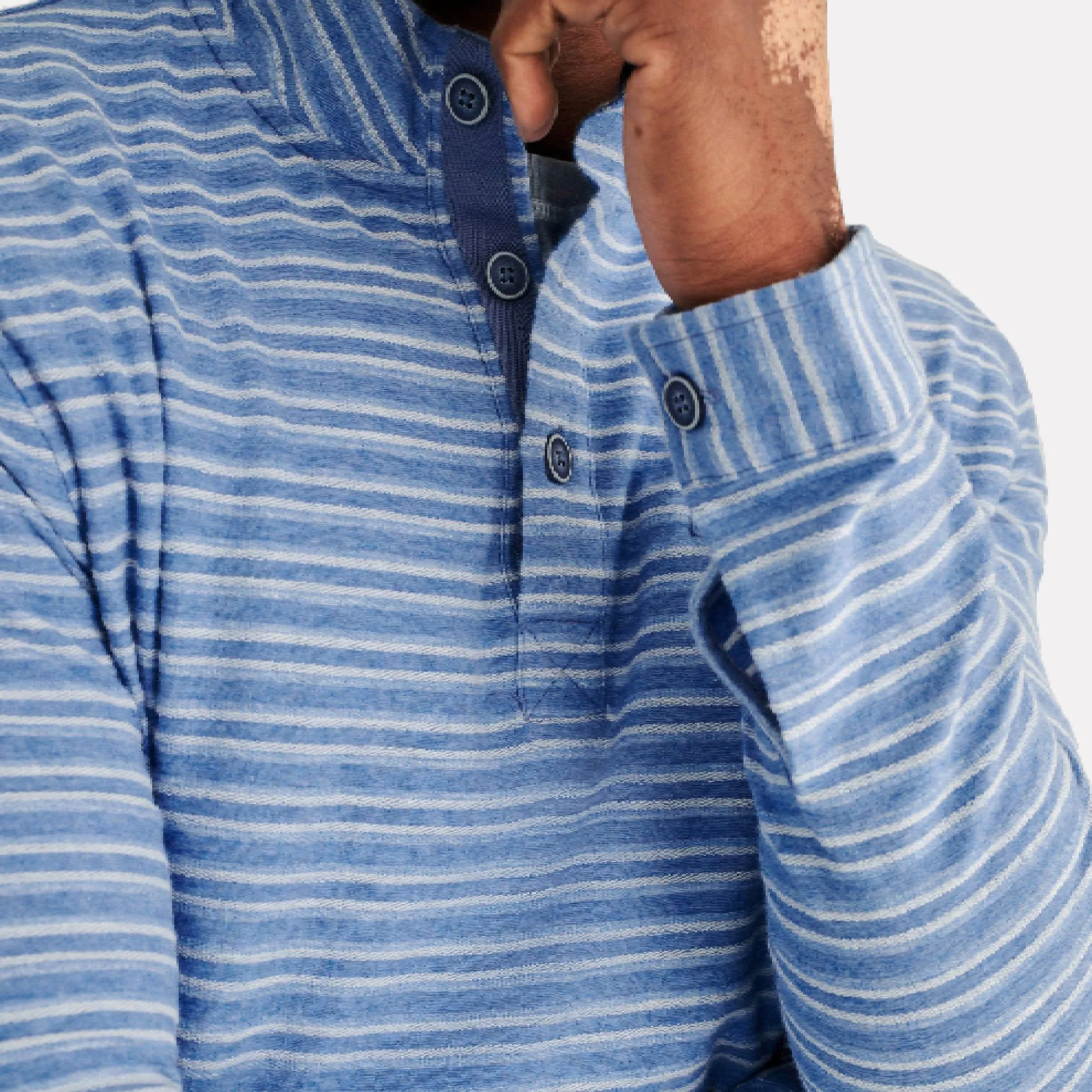 Combs Washed Stripe Knit Henley Pullover / Lakeside