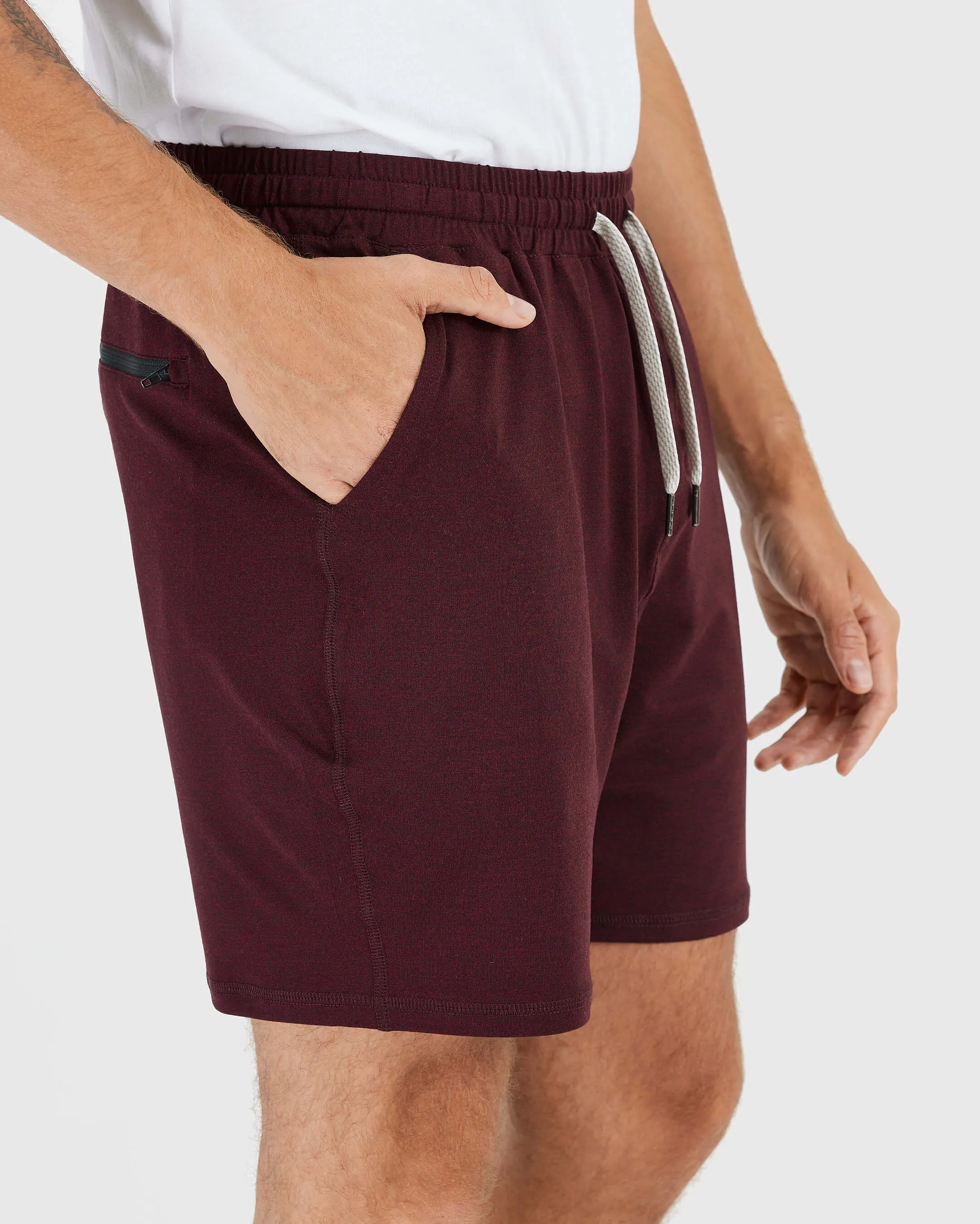 Dark Heather Burgundy Active Comfort Shorts