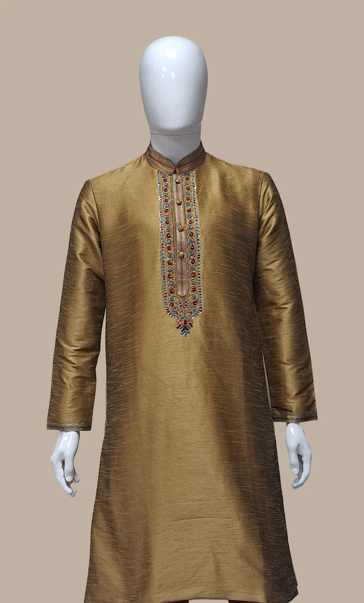 Deep Bronze Embroidered Kurta Set