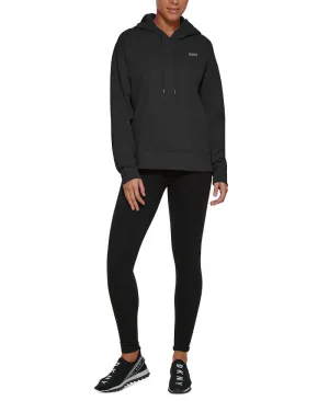 DKNY Women's Fleece Hoodie with Metallic Logo, Black