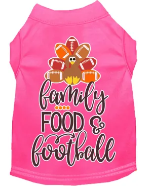 Family, Food, And Football Screen Print Dog Shirt Bright Pink Lg