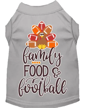 Family, Food, And Football Screen Print Dog Shirt Grey Lg