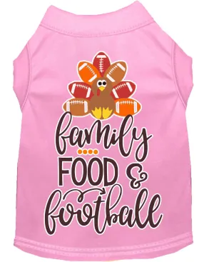 Family, Food, And Football Screen Print Dog Shirt Light Pink Xxxl