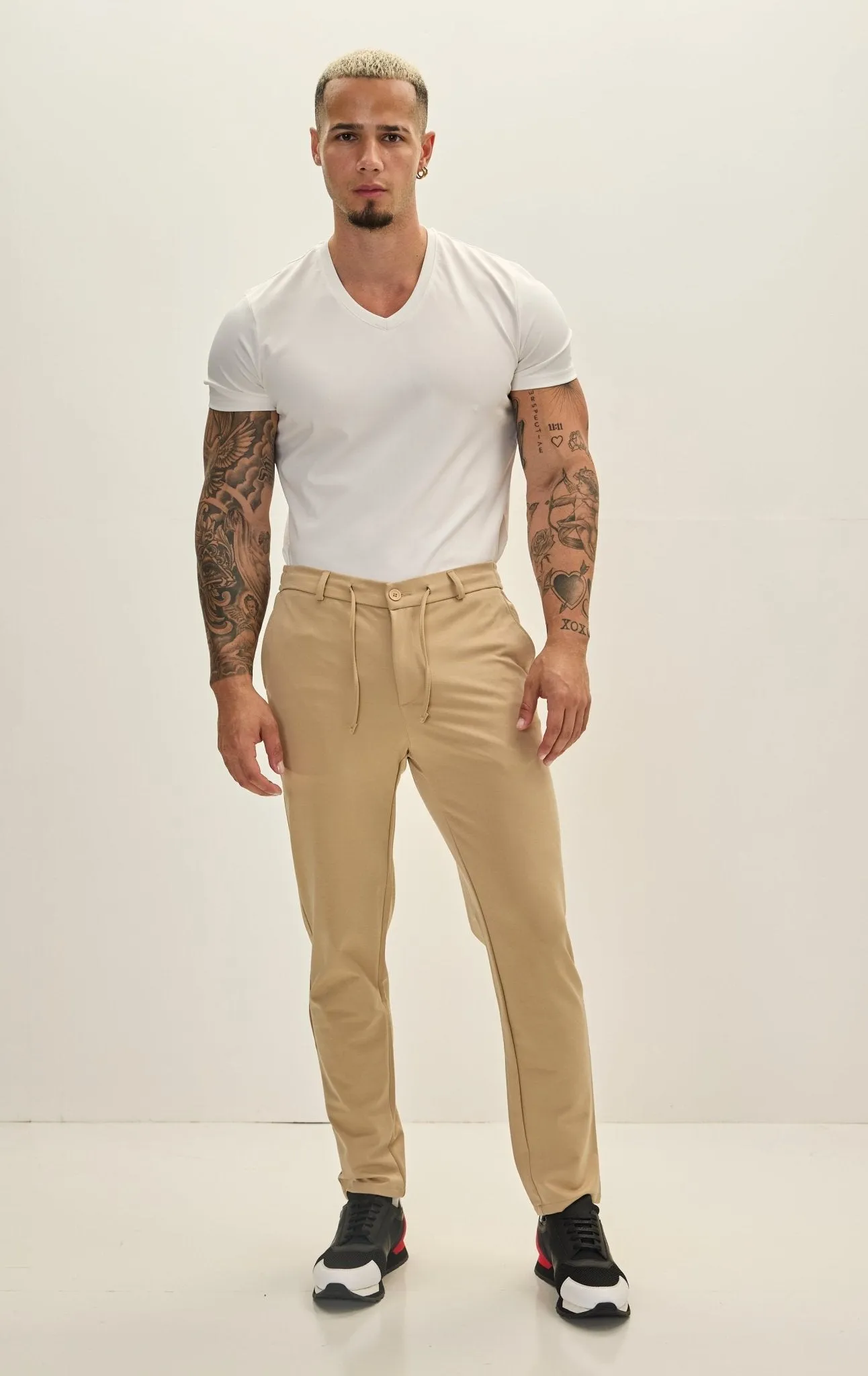 Fitted Casual Everyday Pants - Stone