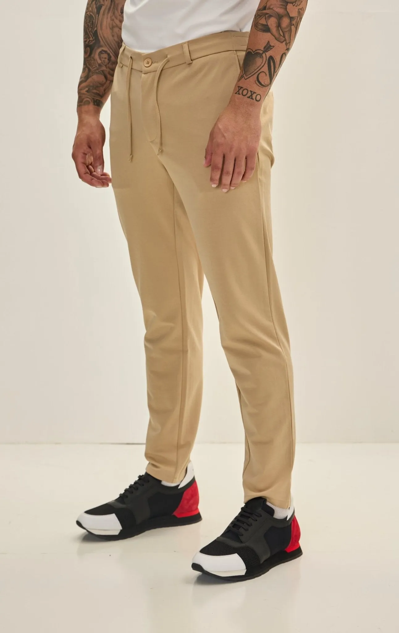 Fitted Casual Everyday Pants - Stone