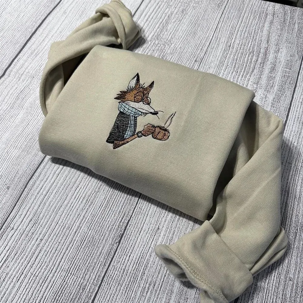 Fox Embroidered Sweatshirt, Women's Embroidered Sweatshirts