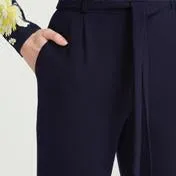 French Navy Tie Waist Trousers