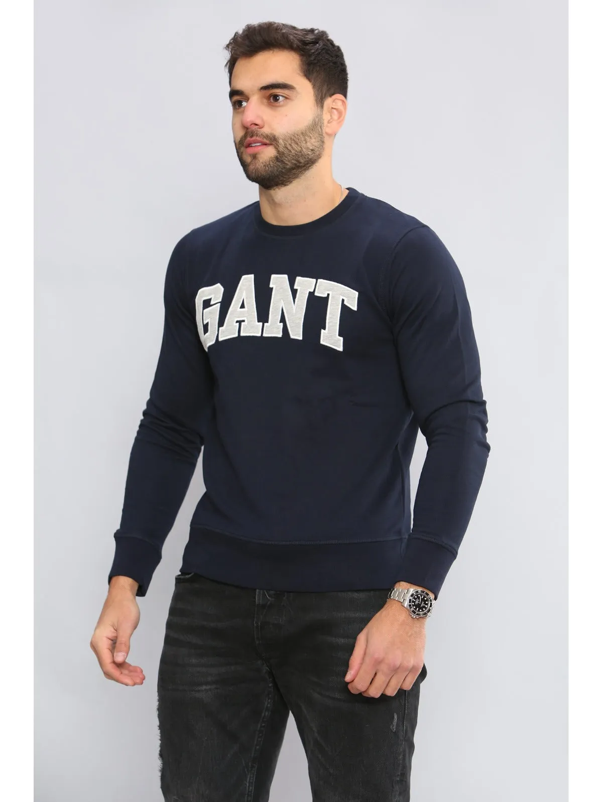 Gant Mens Long Sleeved Outlined Branded Sweatshirt