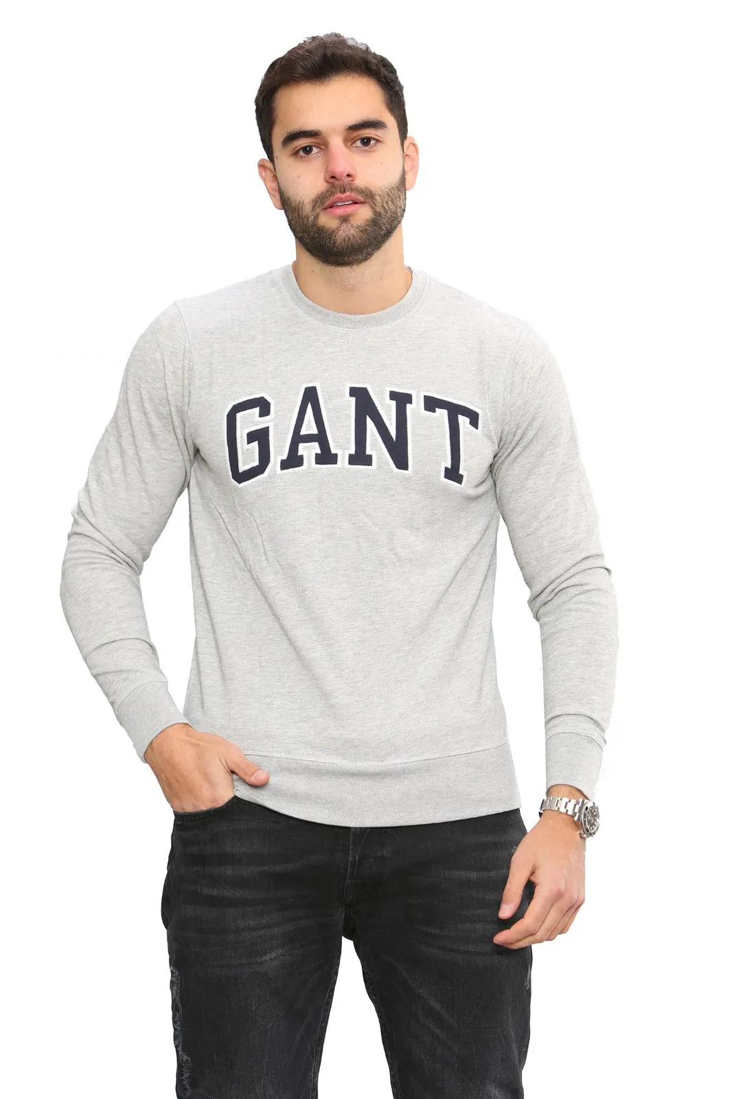 Gant Mens Long Sleeved Outlined Branded Sweatshirt