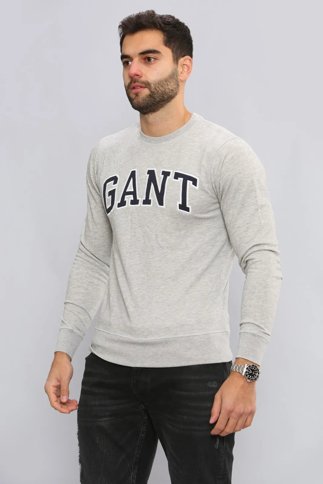 Gant Mens Long Sleeved Outlined Branded Sweatshirt