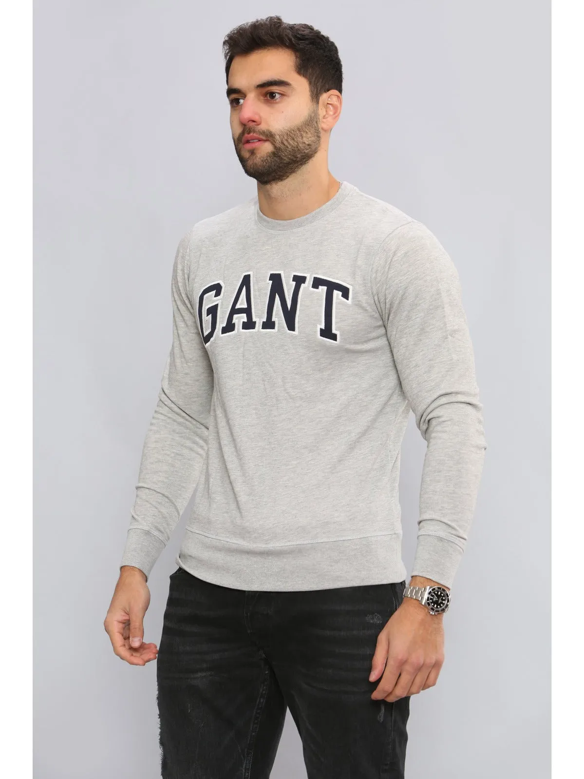 Gant Mens Long Sleeved Outlined Branded Sweatshirt