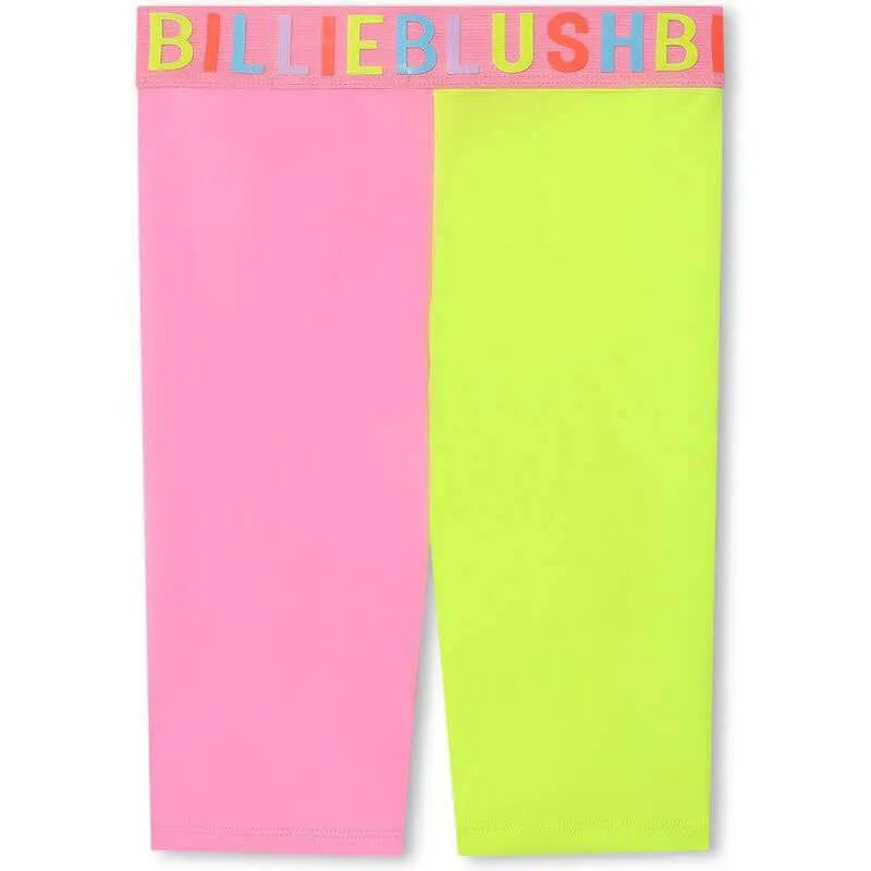 Girls Pink & Yellow Cycling Shorts