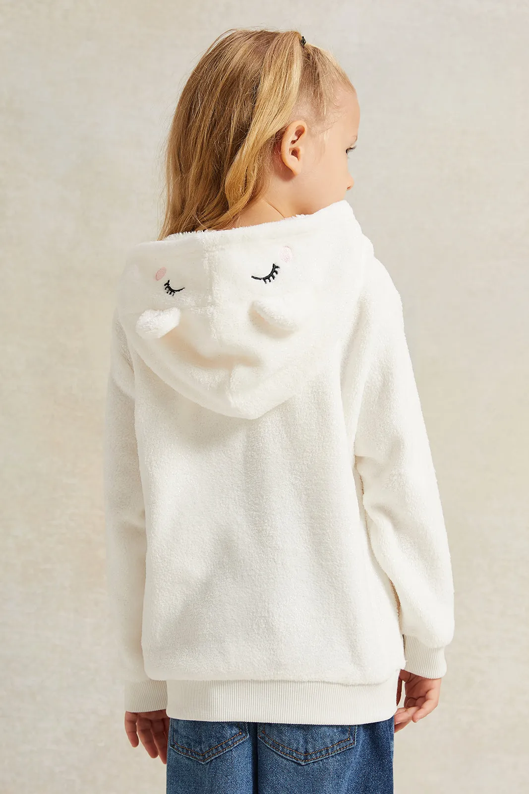 Girls White Princess Embellished Sweatshirt