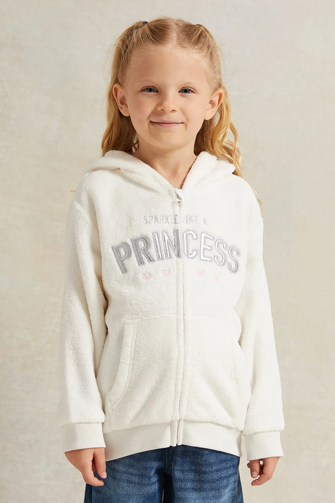 Girls White Princess Embellished Sweatshirt