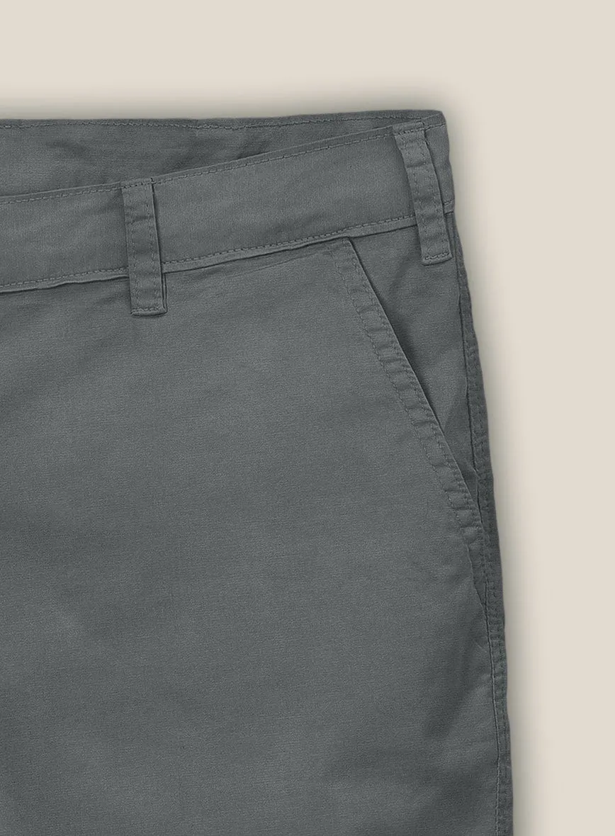 Gray Cotton Power Stretch Chino Shorts