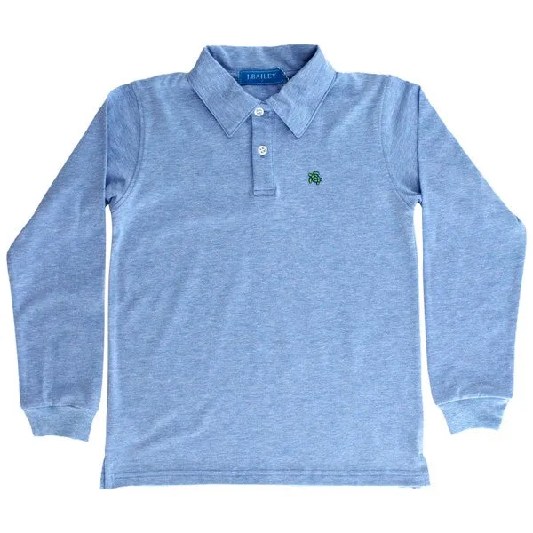 Harry L/S Polo-Heathered Blue