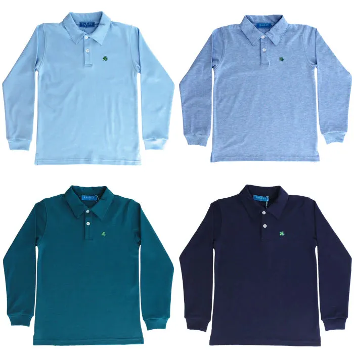 Harry L/S Polo-Heathered Blue