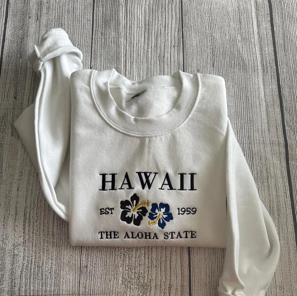 Hawaii Aloha Embroidered Sweatshirt, Women's Embroidered Sweatshirts