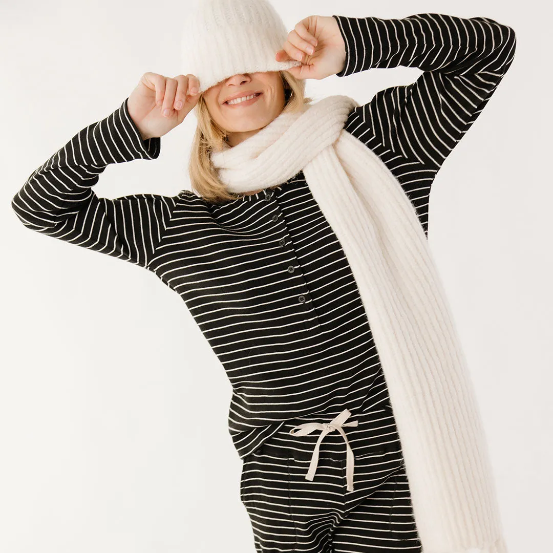 Henley, Black and White Stripe