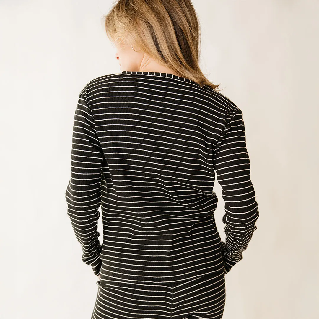 Henley, Black and White Stripe