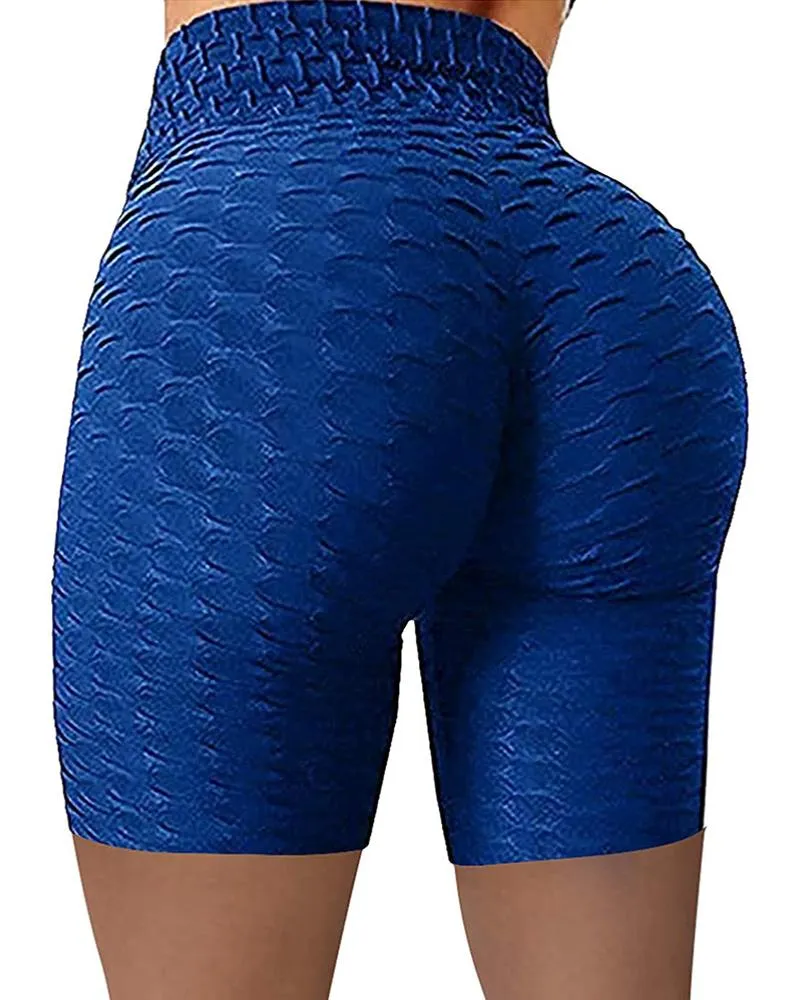 High Waisted Yoga Leggings Running Sports Fitness Gym Bubble Textured Butt Lifting Shorts