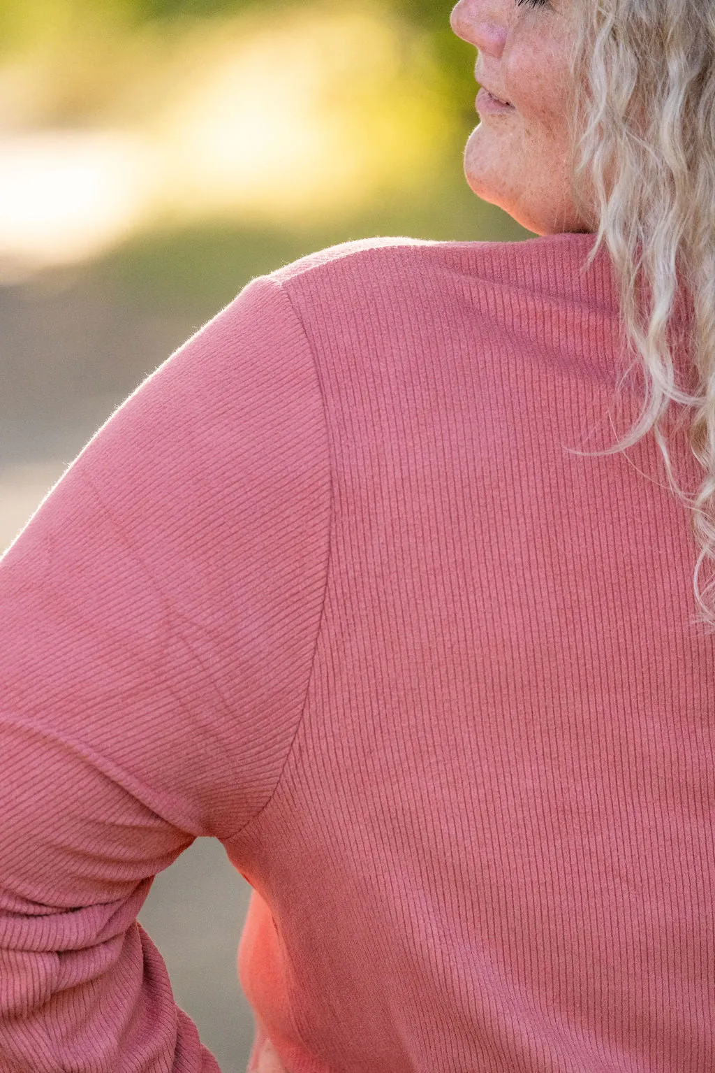 IN STOCK Brielle Henley Ribbed Long Sleeve - Terra Cotta