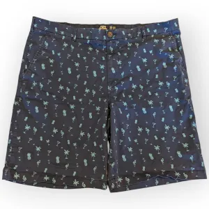 IZOD Navy Blue Pineapple Shorts with Cocktail Drinks Summer Vacation Golf