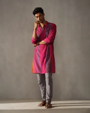 Jashn Kurta - Red & Blue Stripes