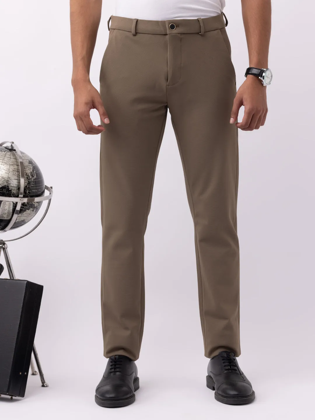 Khaki Bi-Stretch Slim Trousers