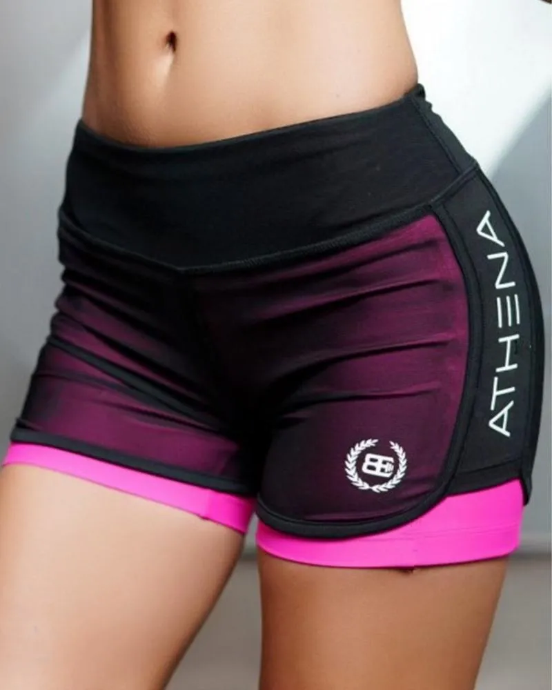 Logo Letter Print Splicing Mesh Short Pants