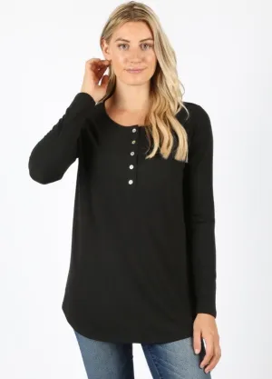 Long Flowy Relaxed Fit Henley Tunic Misses rts