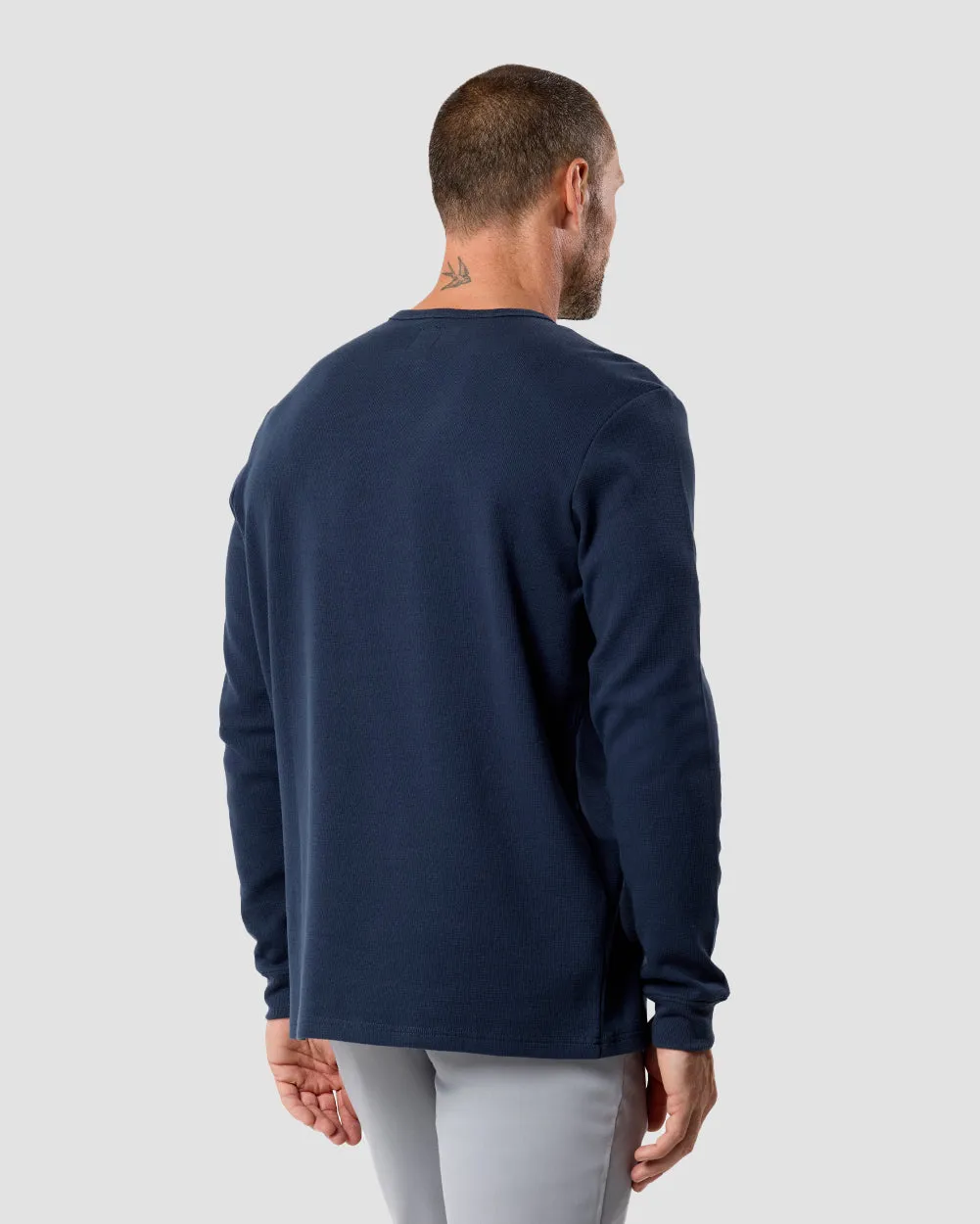 Long Sleeve Waffle Knit Henley