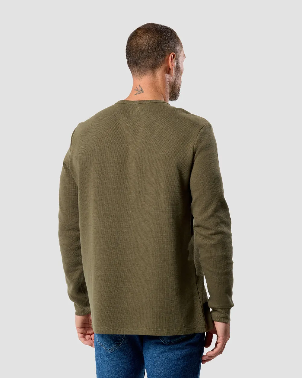 Long Sleeve Waffle Knit Henley