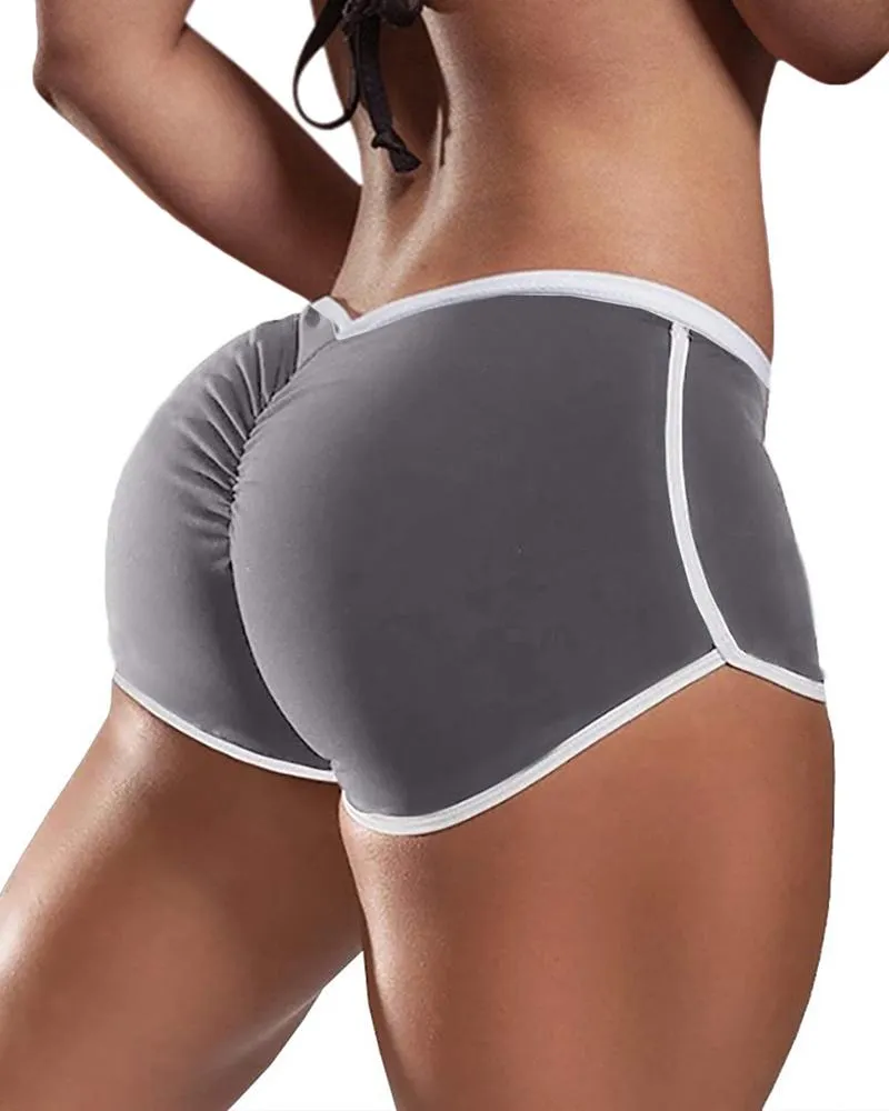 Low Waist Colorblock Ruched Yoga Shorts