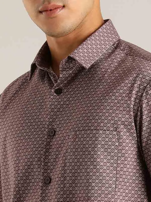 Men Printed Half Sleeve Cotton Stretch Shirt