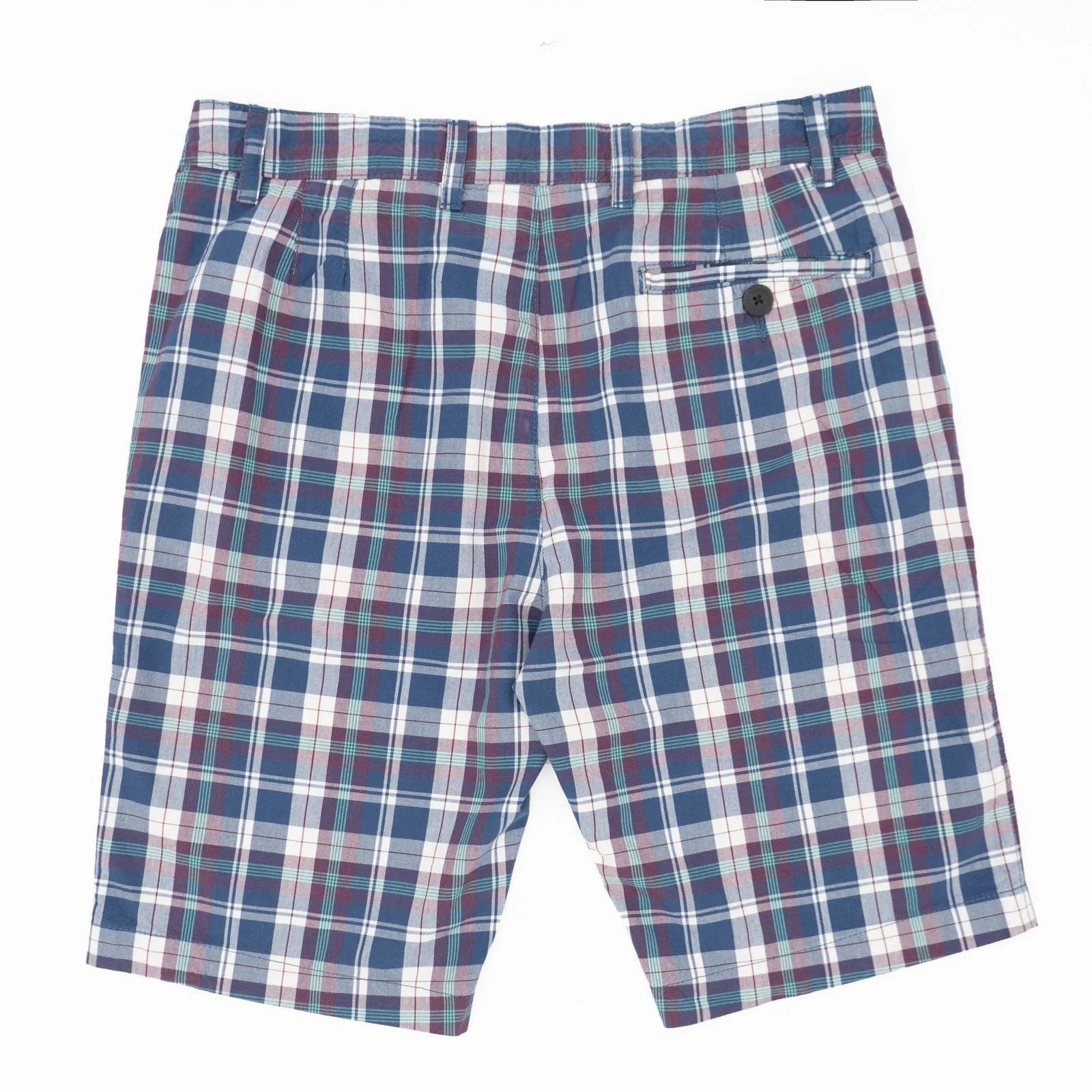 Men's Summer Chino Shorts Blue Tartan Cotton Shorts