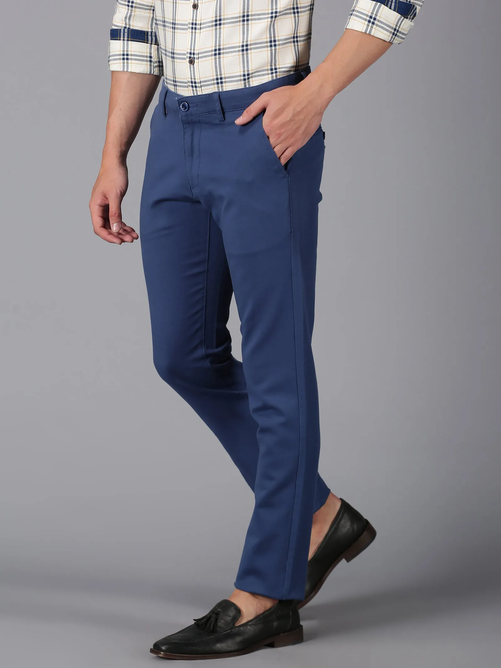 MEN'S TRUE NAVY SOLID SLIM FIT TROUSER