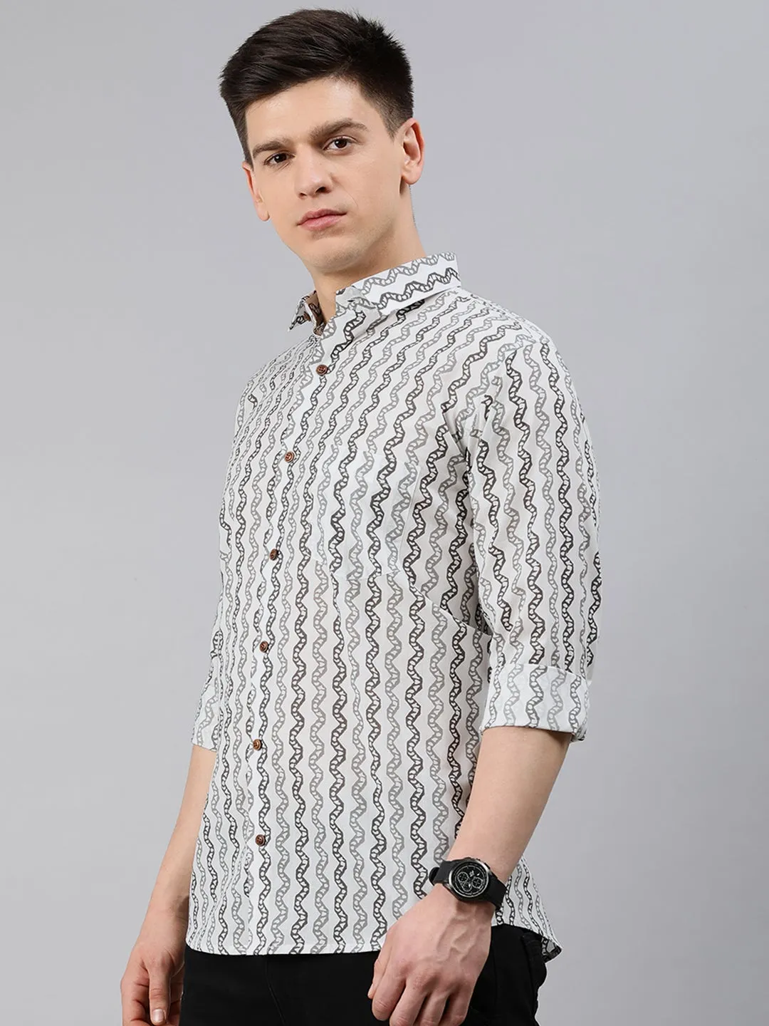 Men's White Cotton Full Sleeves Shirts For Men - Taantav