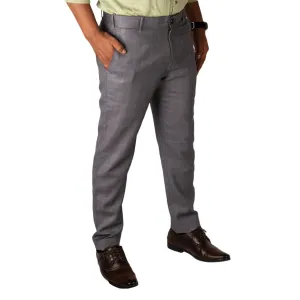 Metal Grey color check blend cotton trousers pant for men