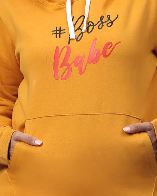 Mustard "Boss Babe" Hooded Sweatshirt | Mustard